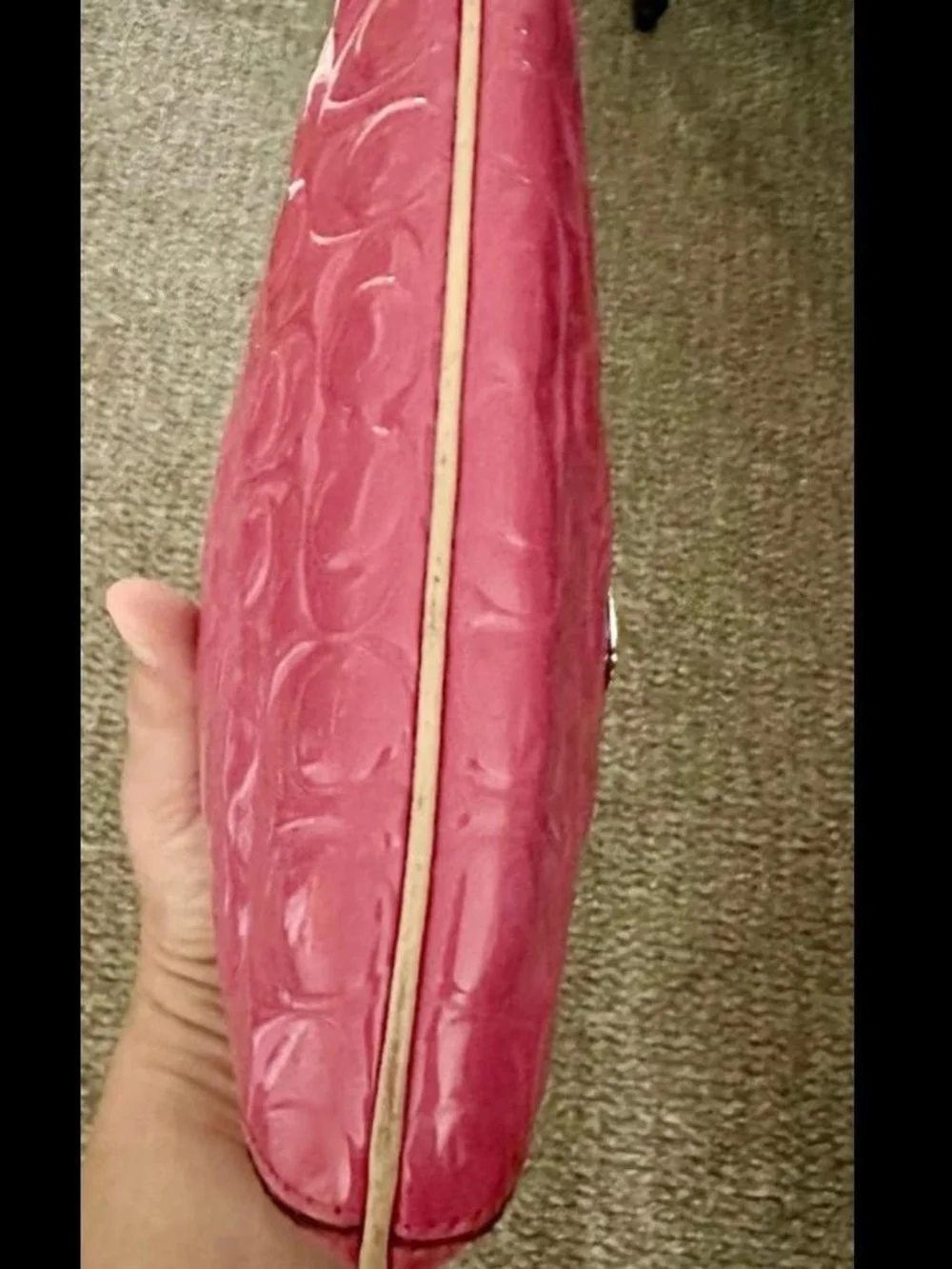 🌸 Coach Patent Leather Coral Wristlet Embossed 🌸